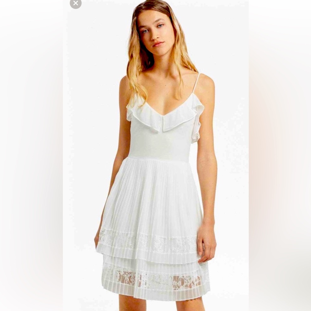 French Connection Adanna Pleated Lace Jersey Dress